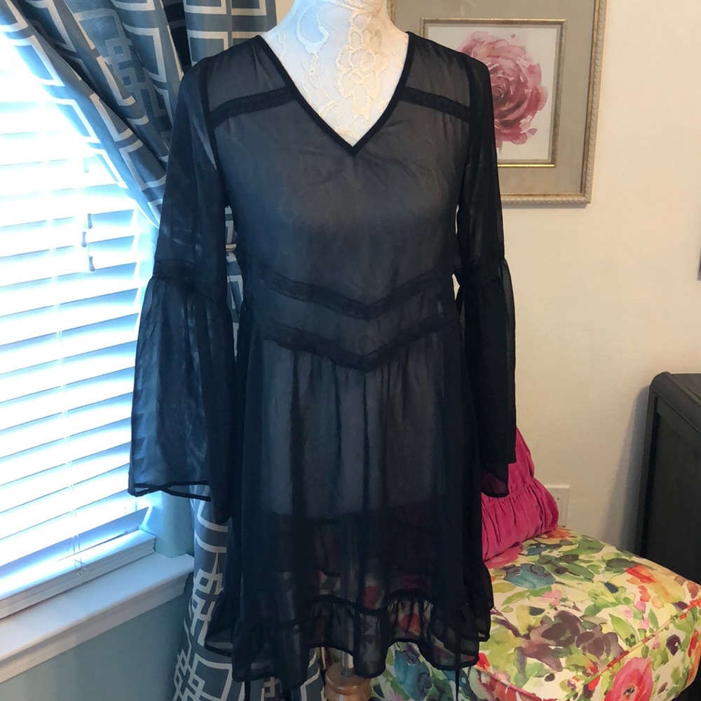 Sheer Black Etherial Long Blouse/Dress